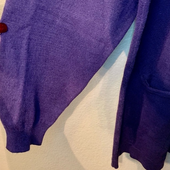 NEW Smock-Style Sweater Medium Newport News Purple Beautiful Pocket 100% Cotton - Picture 7 of 16